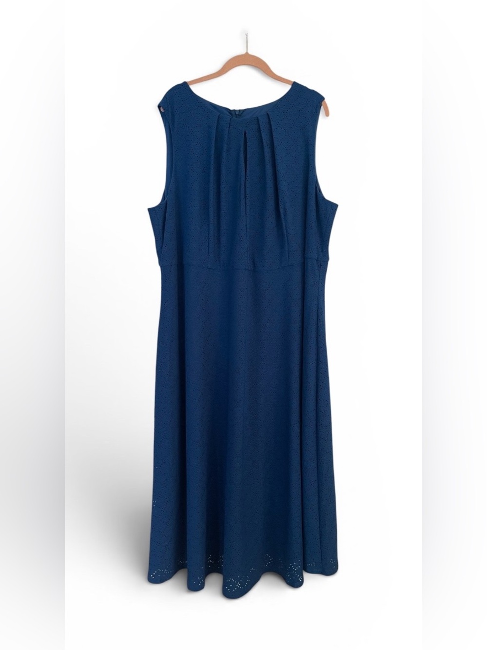 London Times Dress Women's Size 22W Blue Lace Fit & Flare Zipper